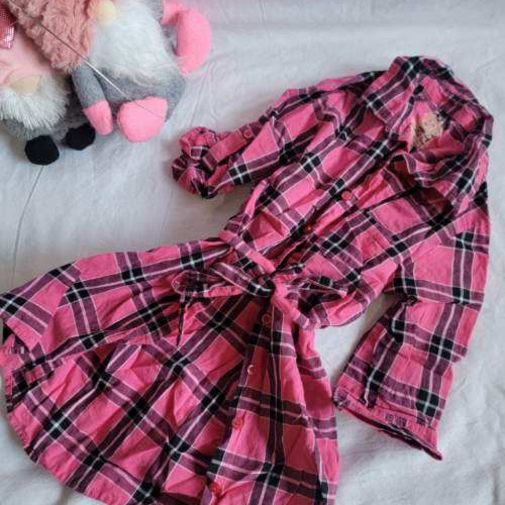 Girls Pink & Black Plaid Dress💗